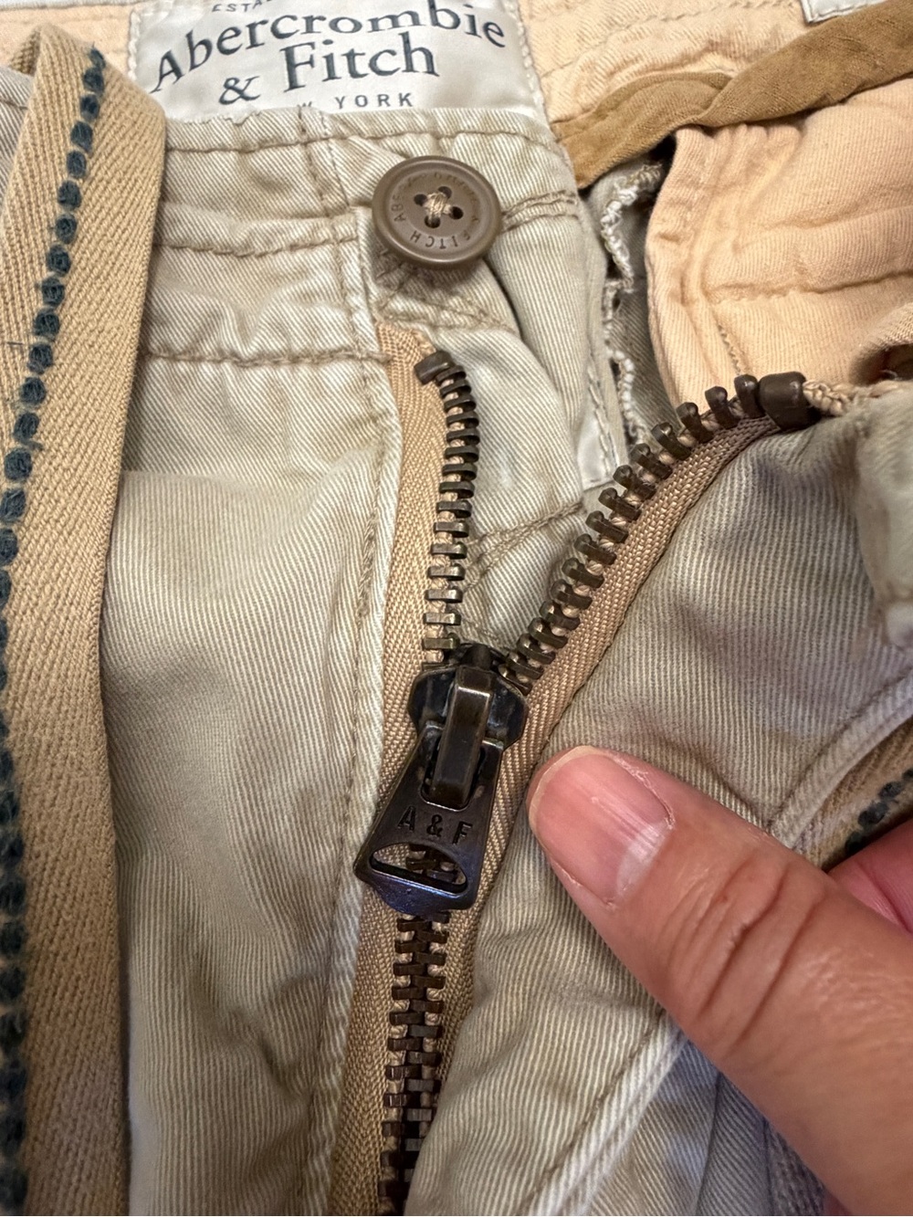 Vtg Abercrombie & Fitch Heavyweight Cargo Shorts Men 34 Tan Gorpcore Y2K Thick - Picture 5 of 12